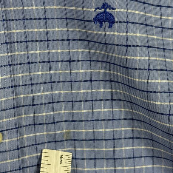 Brooks Brothers Shirt Mens XL Blue Check Oxford Button Down Stretch Preppy - Picture 6 of 13